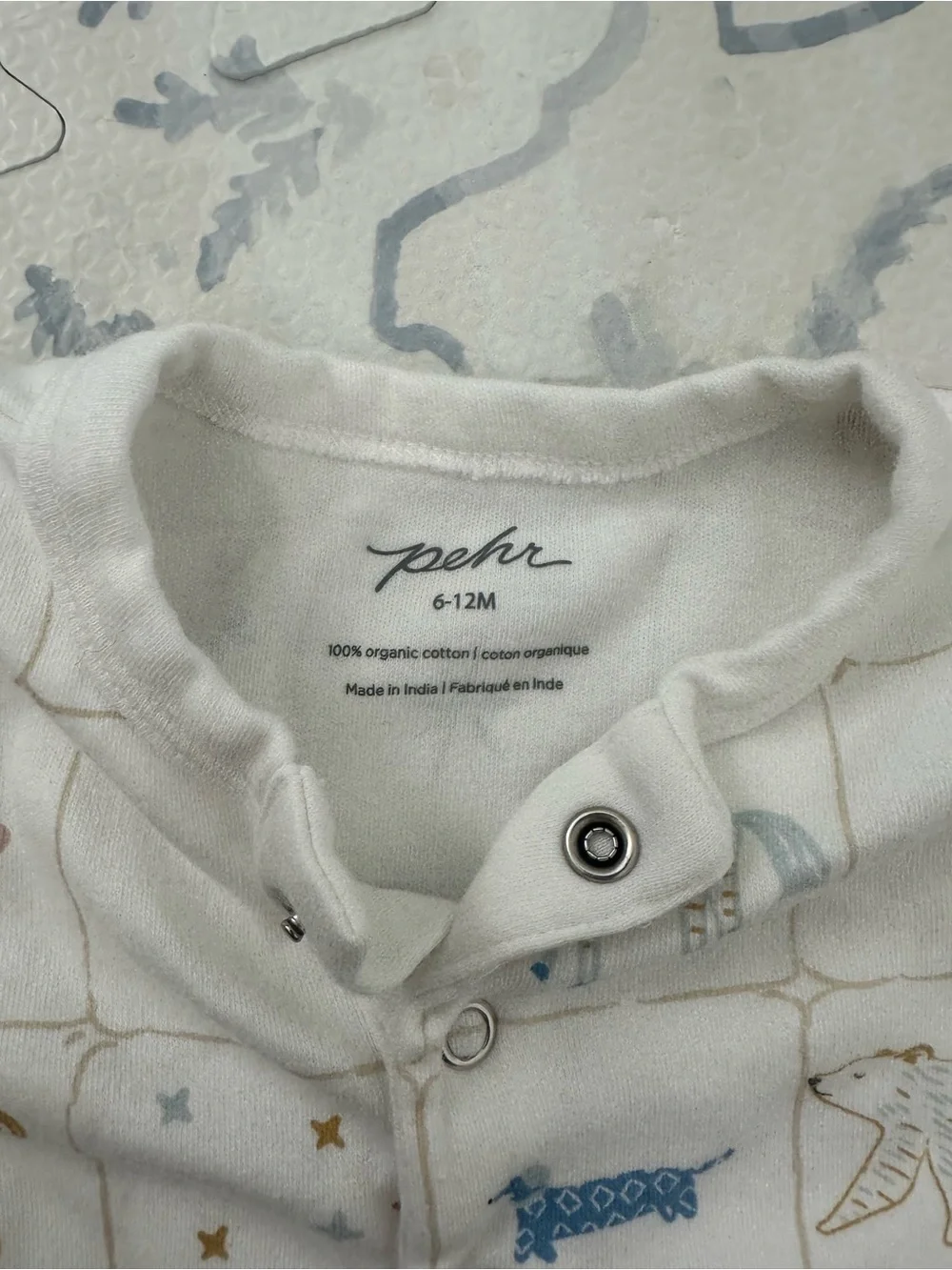 Pehr Organic Cotton Henley Bodysuit - 6-12M - Animal Shuffle